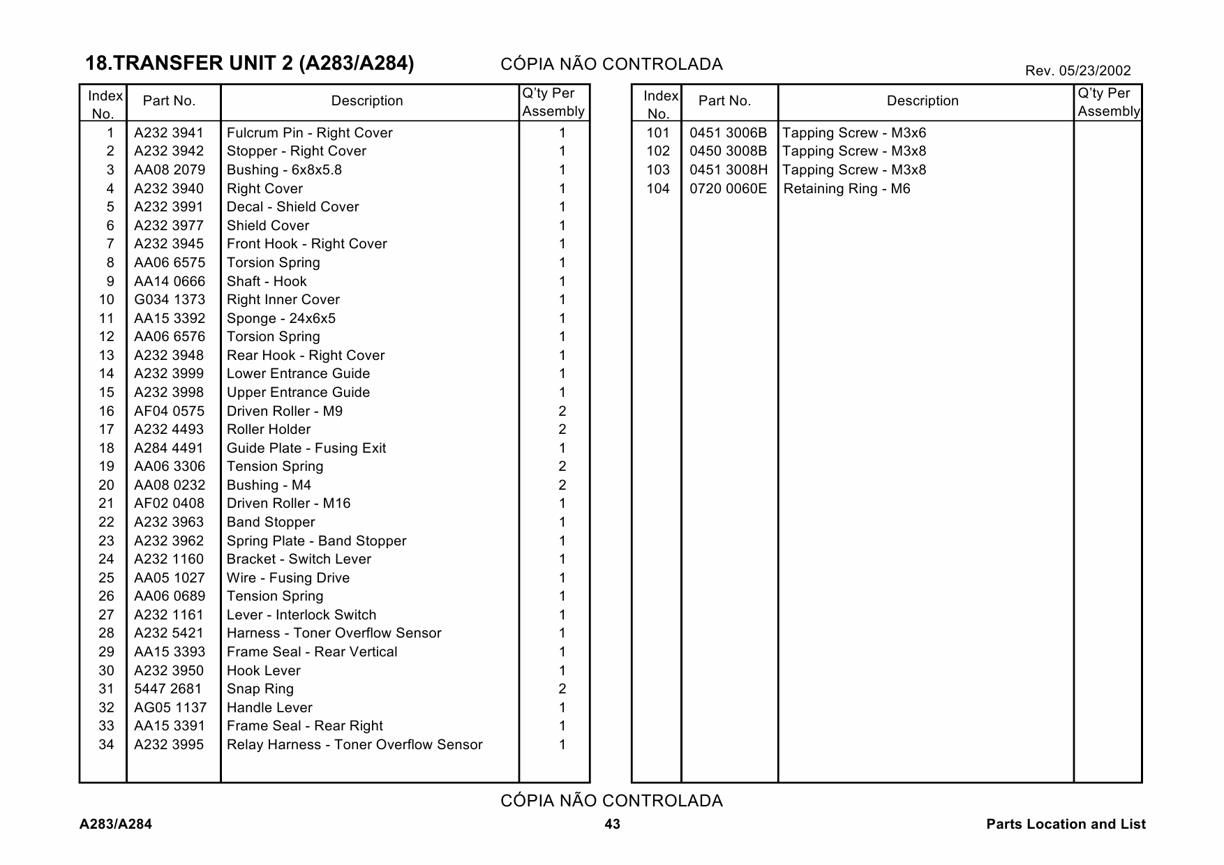 RICOH Aficio 350e 450e A283 A284 Parts Catalog-4